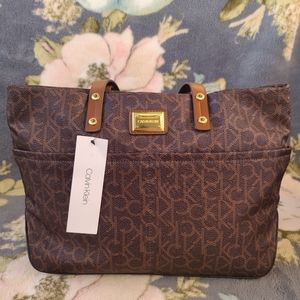Calvin Klein Signature Large Tote  Nylon Handbag